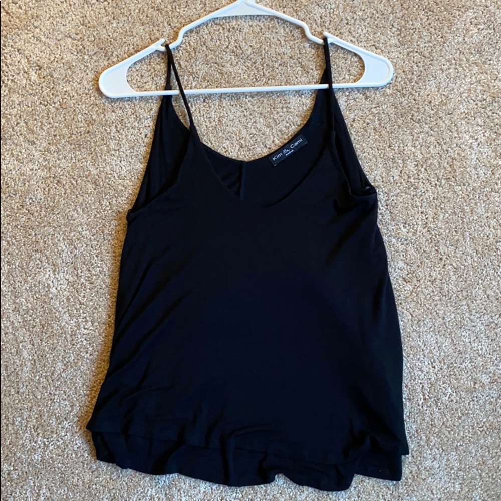 Kim & Cami black double layer tank top Medium
